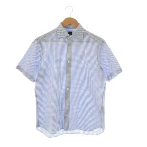 チェック柄 半袖シャツ コットン M 青 白 /CX OS