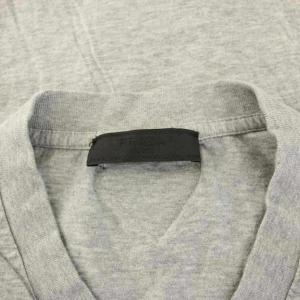 PRADA Tシャツ カットソー 半袖 Vネック 三角アイコンパッチ 無地 コットン M グレー UJM493 S181