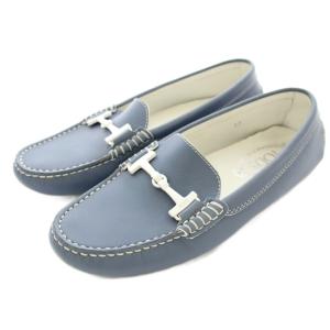 ドライビングシューズ モカシン ローファー レザー 37 水色 /KU