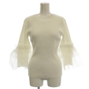 25SS チュールティアードスリーブニット 45157320 リブ カットソー 長袖 2 白 ホワイト