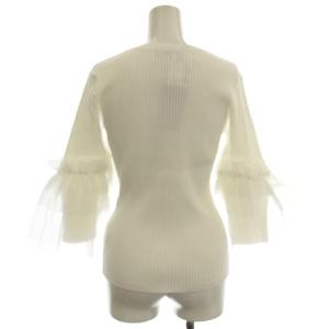 JUSGLITTY 25SS チュールティアードスリーブニット 45157320 リブ カットソー 長袖 2 白 ホワイト
