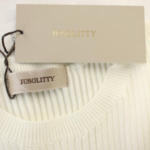 JUSGLITTY 25SS チュールティアードスリーブニット 45157320 リブ カットソー 長袖 2 白 ホワイト