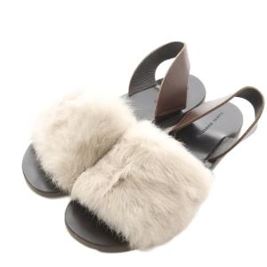 サンダル ストラップ ラビットファー 36 茶 ブラウン /AN6