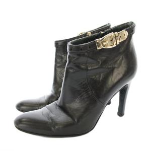 アンクルブーツ ショート レザー 金具ベルト 36.5 黒 ブラック 149295 /KU