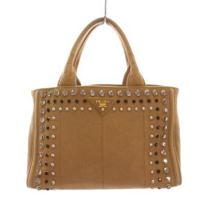 CANAPA スタッズ ビジュー ハンドバッグ ブラウン
