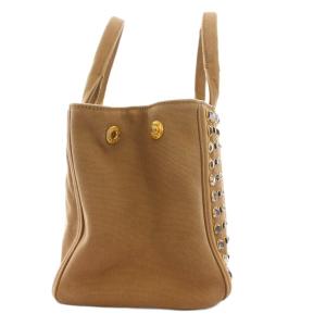 PRADA CANAPA スタッズ ビジュー ハンドバッグ ブラウン