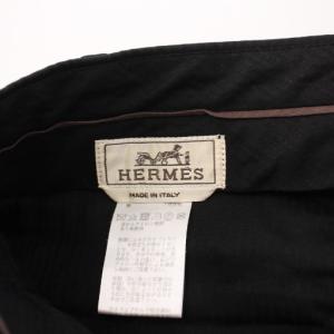 HERMES テーパードパンツ スラックス ジップフライ ワンカラー 黒 ブラック /BB