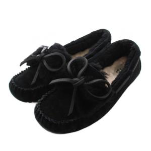 ダコタ ダブル リボン ボウ シープスキン モカシンスリッポン ローファー US8 黒 1110409