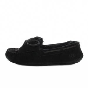UGG australia ダコタ ダブル リボン ボウ シープスキン モカシンスリッポン ローファー US8 黒 1110409