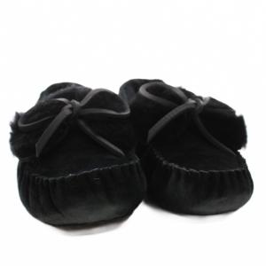 UGG australia ダコタ ダブル リボン ボウ シープスキン モカシンスリッポン ローファー US8 黒 1110409