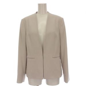 23SS トリアセダブルジョーゼット ノーカラージャケット 38 グレージュ JK23SS0003 /YM