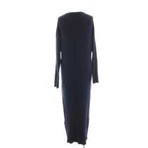 Spick&Span 22AW ニットワンピース リブ マキシ ロング 長袖 ウール混 紺 ネイビー 22-040-200-9000-3-0