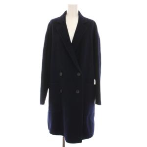 22AW W/Nyダブルブレスト リバーコート ロング ウール混 アウター 38 紺 22020200703030