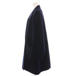 Spick&Span 22AW W/Nyダブルブレスト リバーコート ロング ウール混 アウター 38 紺 22020200703030