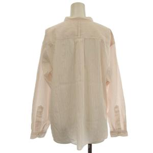 DANTON コットンポプリン バンドカラーシャツ DT-B0341 ブラウス 長袖 ストライプ柄 36 ピンク /G