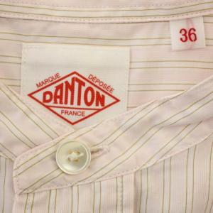 DANTON コットンポプリン バンドカラーシャツ DT-B0341 ブラウス 長袖 ストライプ柄 36 ピンク /G