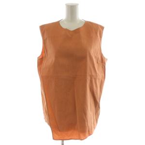 ECO CRUNCH WASH OVERLAP TOP シャツ ブラウス ノースリーブ 麻 リネン L
