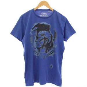 Tシャツ カットソー 半袖 プリント XL 青 /TK