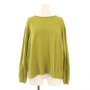 ニット 長袖 クルーネック ストレッチ 無地 ウール 0 緑 グリーン /BB