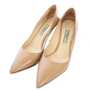 サフィアーノ レザー パンプス ポインテッドトゥ 36 ベージュ /TK