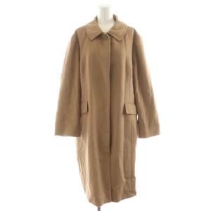 ステンカラーコート ロング丈 ウール シルク混 絹 アウター 17 茶 ブラウン 54-51-9161