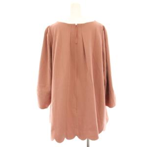 Rose Tiara チュニック カットソー パールデザイン キーホールネック 八分袖 スカラップ 46 ピンクブラウン 51036-208