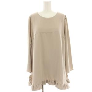 フリルブラウス シャツ チュニック プルオーバー 長袖 とろみ バックタック 46 ベージュ 51035406
