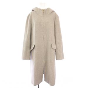 ロングコート アウター ジップアップ フード ウール ワンカラー 無地 46 グレー /BB