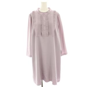 チュニック ロングシャツ ブラウス ピンタック フリル 長袖 46 紫 パープル 51026-401 /HN