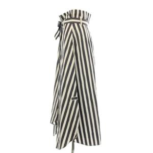 MAX MARA WEEKEND LINE ラップスカート 巻きスカート フレア ロング マキシ ストライプ柄 ベルト付き 36 紺 ネイビー 白