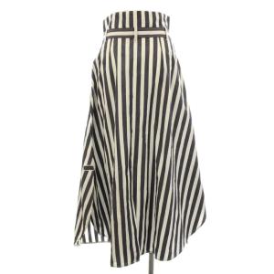 MAX MARA WEEKEND LINE ラップスカート 巻きスカート フレア ロング マキシ ストライプ柄 ベルト付き 36 紺 ネイビー 白