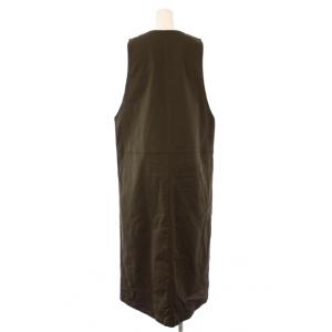 MidiUmi ワンピース ミモレ ロング ノースリーブ Vネック ストレッチ F カーキ /BB