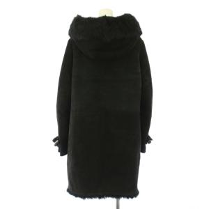 23区 ムートンダッフルコート アウター ロング丈 羊革 フード トグルボタン 38 黒 ブラック CCMWONA0352