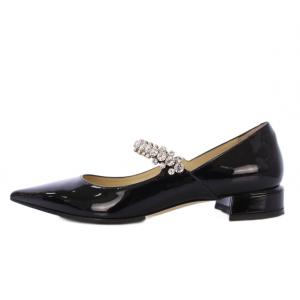 JIMMY CHOO BING PUMP FLAT エナメル ビジュー 37 ブラック