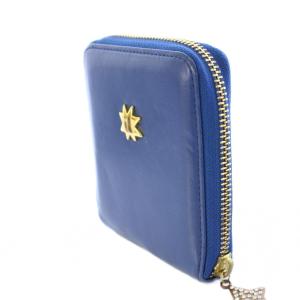 TSUMORI CHISATO 二つ折り財布 コンパクトウォレット スクエア ラウンドファスナー レザー 北斗七星 装飾 バイカラー 青