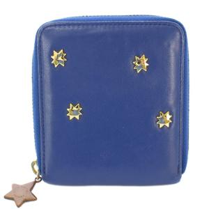 TSUMORI CHISATO 二つ折り財布 コンパクトウォレット スクエア ラウンドファスナー レザー 北斗七星 装飾 バイカラー 青