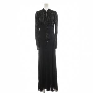 ワンピース ロング丈 長袖 ビジュー 36 黒 ブラック 22ACRO362PO0287 /AN48