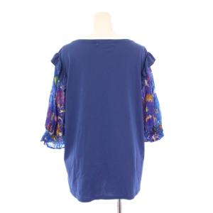 TSUMORI CHISATO カットソー 七分袖 クルーネック 切替 ストレッチ 3 青 ブルー /BB