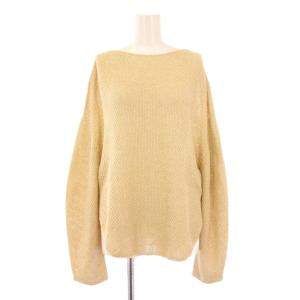 25SS ペーパーヤーンカノコ BACK Vプルオーバー サマーニット 長袖 ボートネック 編み込み ストレッチ