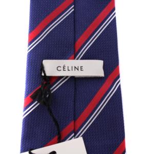 CELINE ネクタイ ストライプ柄 シルク 紺 赤 /BM OH