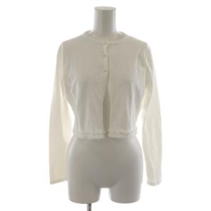 PASTA BOLERO カーディガン 長袖 ショート丈 フリル パールボタン XS 白 ホワイト KRTOIZ0630