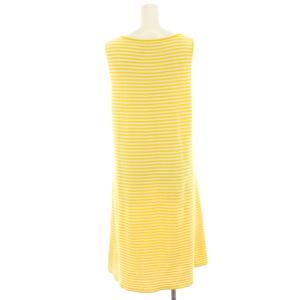 Salvatore Ferragamo ニットワンピース ミモレ ロング ボーダー ノースリーブ L 黄色 イエロー 白 ホワイト 136180843