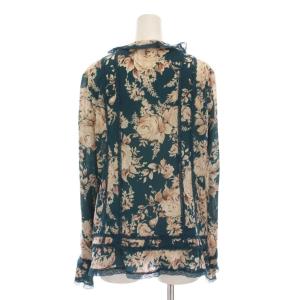 INGEBORG セットアップ 上下 シャツ ブラウス 刺繍 レース 長袖 ティアードスカート ひざ丈 花柄 9 緑 ベージュ