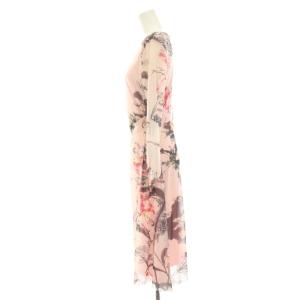 VIVIENNE TAM パワーネットワンピース ミモレ ロング 花柄 長袖 40 ピンク 09175242 /HN