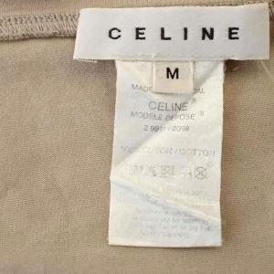 CELINE Tシャツ Vネック 半袖 M ベージュ ハートチェーン柄 刺繍 29B112098 /G