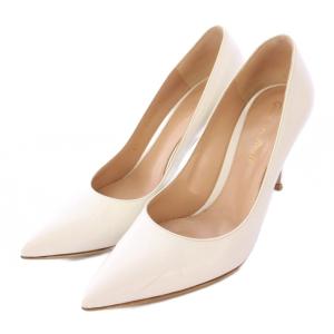 パンプス ポインテッドトゥ ハイヒール レザー 36 白 ホワイト /BB