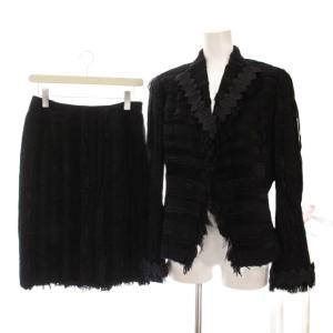 スーツ セットアップ 上下 ジャケット ひざ丈 スカート 9 黒 /YM