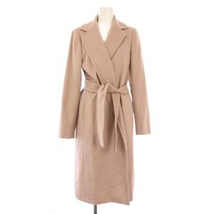 チェスターコート アウター ロング丈 前開きトッパー ベルト カシミヤ ウール 40 ピンク /BB