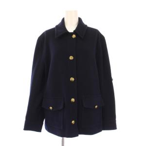 ステンカラージャケット アウター ショート丈 ウール 40 紺 ネイビー /BB