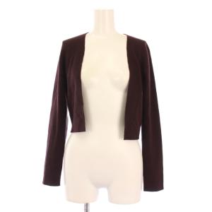 ニットカーディガン ボレロ 長袖 前開きトッパー ショート丈 無地 カシミヤ M 茶 ブラウン /BB